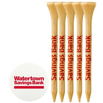5 Wood Golf Tees and Ball Marker