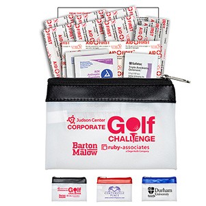 "SAFETY-ON-THE-GO" 14 Piece First Aid Kit in Colorful Zipper Vinyl Pouch